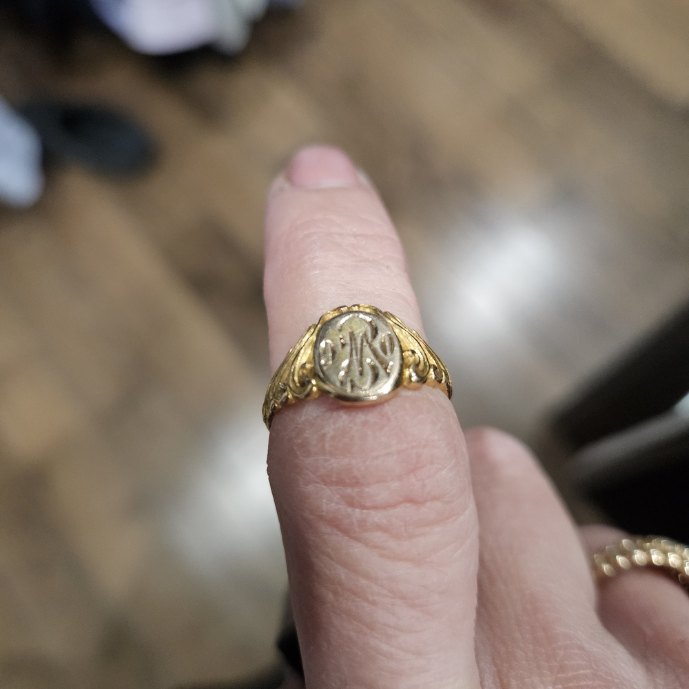Gold Monogram Ring - image 1